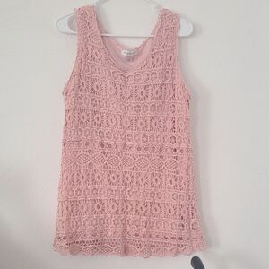 Christopher & Banks Light Pink Crochet Top